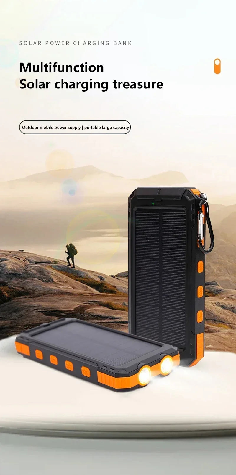 Solar 200000mAh Power Bank Portable Large Capacity Charger