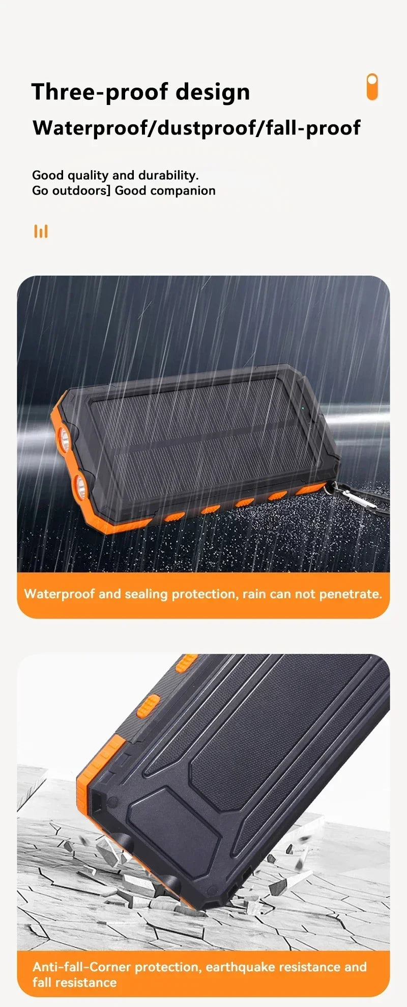 Solar 200000mAh Power Bank Portable Large Capacity Charger
