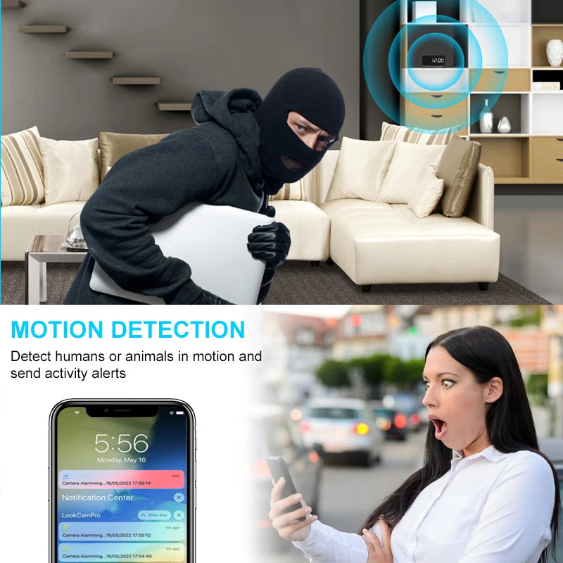 Alarm Clock Mini Camera 1080P Full HD Wifi Cam