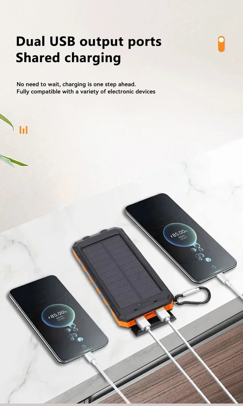 Solar 200000mAh Power Bank Portable Large Capacity Charger