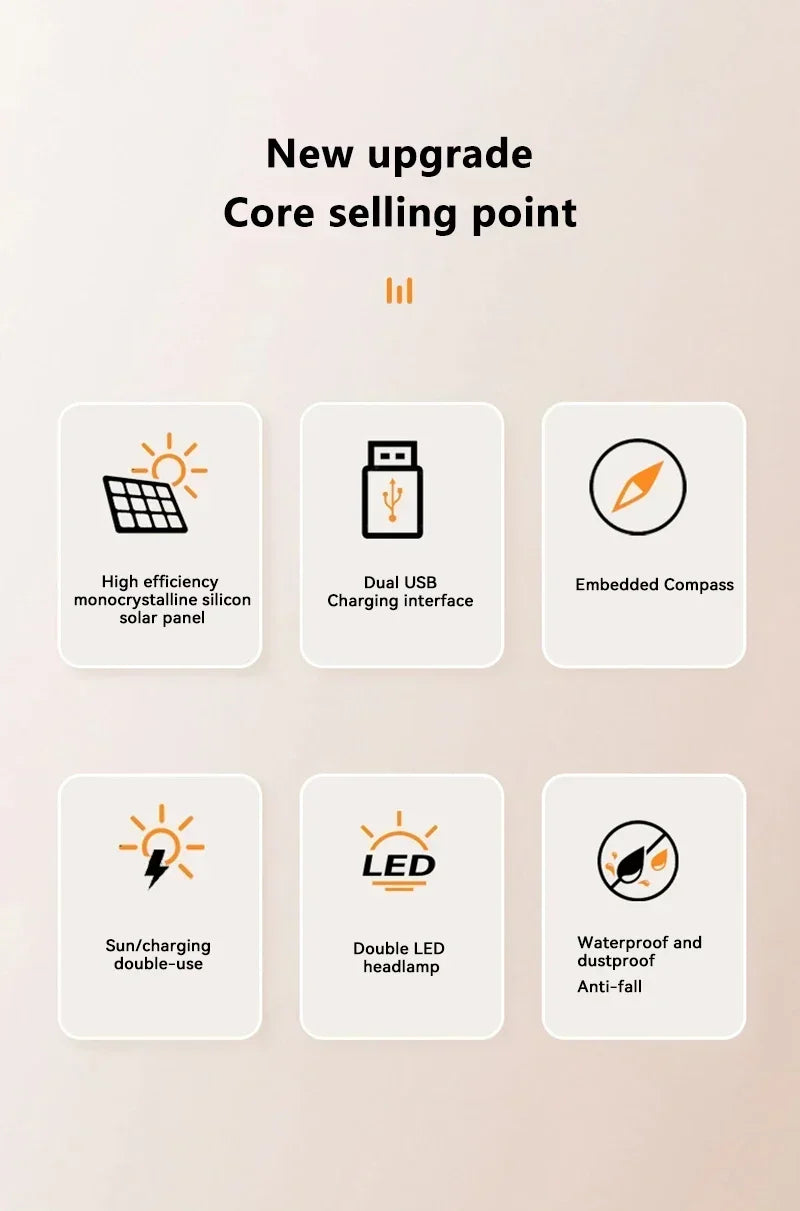 Solar 200000mAh Power Bank Portable Large Capacity Charger