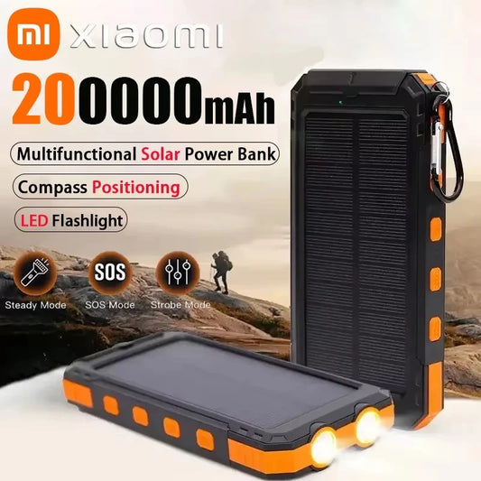 Solar 200000mAh Power Bank Portable Large Capacity Charger